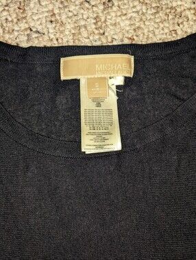 Michael Kors Black Draped Tunic Top Cold Shoulder Silk Blend